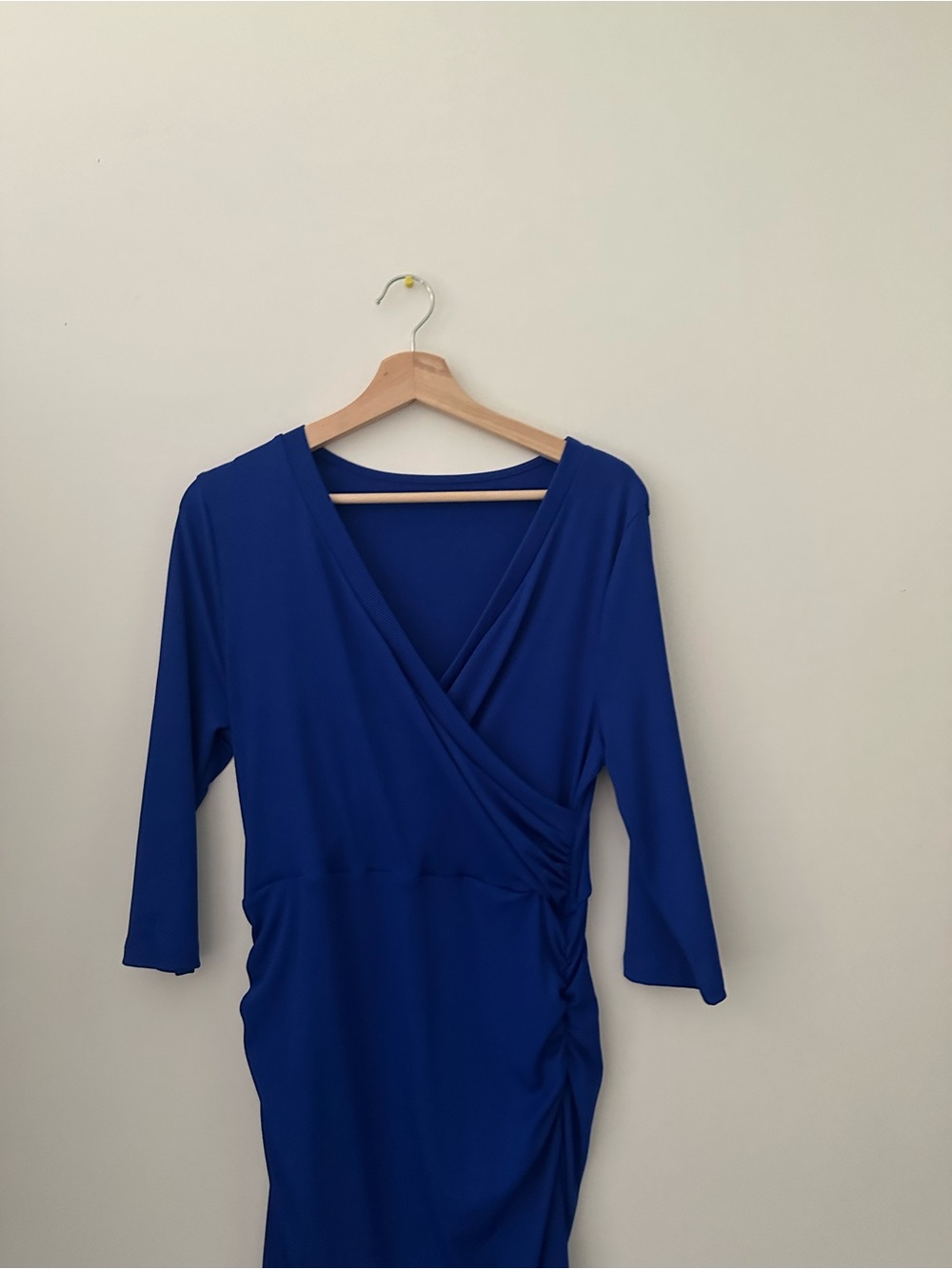 Blue V-Neck Ruched Maxi Dress - Picture 5 of 5